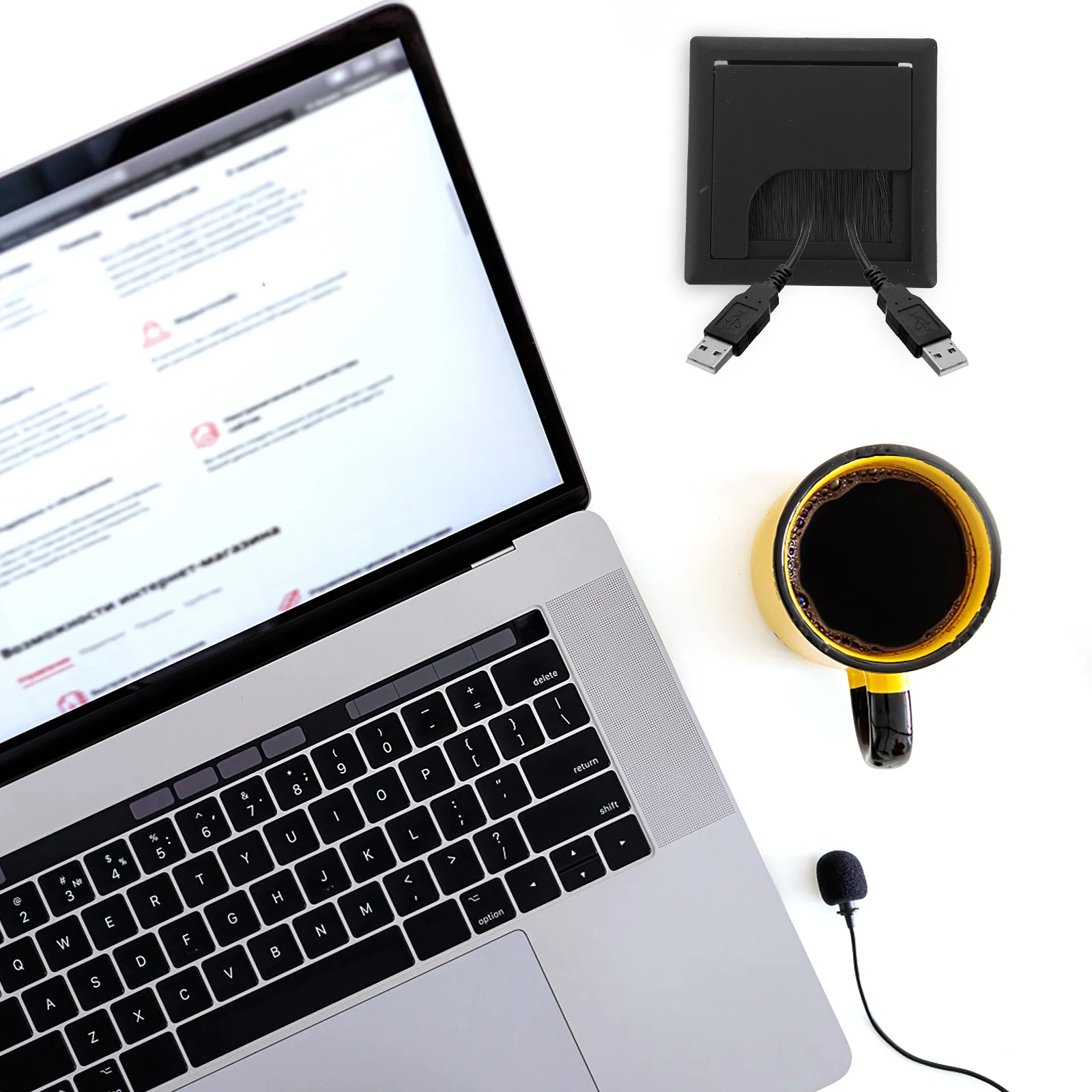 4 قطعة غطاء ثقب السلك مع فرشاة Abs الغبار برهان الزاوية المستديرة لمكتب طاولة الكمبيوتر خزانة أداة إدارة الكابلات #3