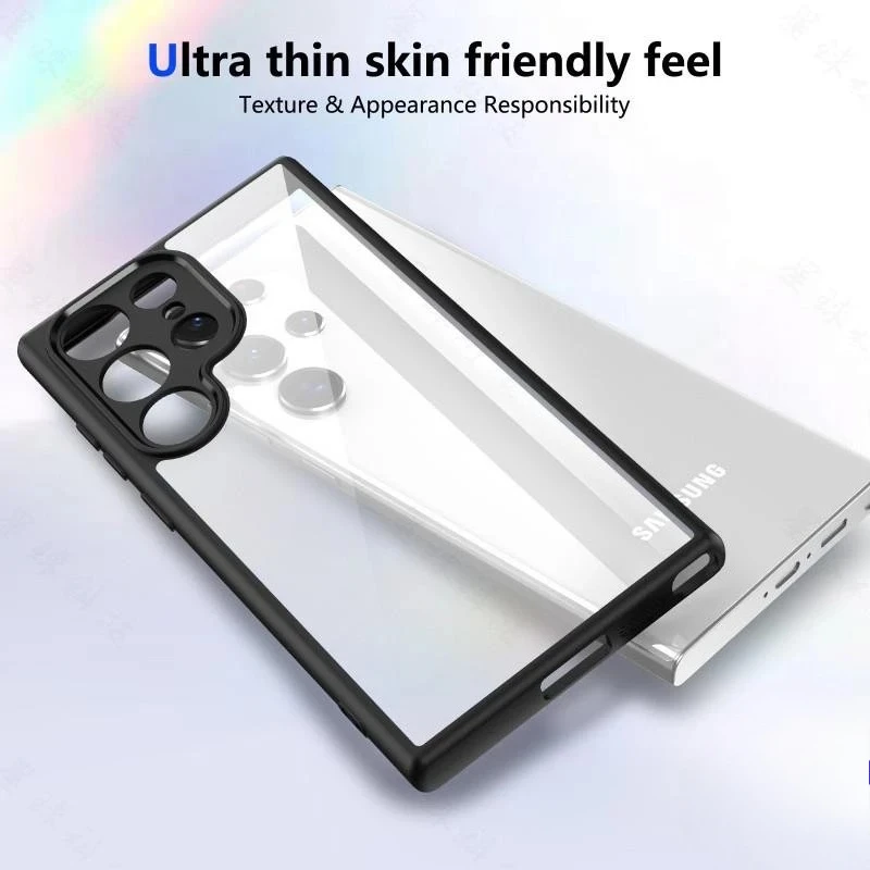 حافظة هاتف محمول من مادة البولي يوريثان الأكريليك الشفاف لهاتف سامسونج S25Edge S25 S24Ultra S23Plus S22 S20fe S21FE حافظة هاتف محمول مضادة للسقوط