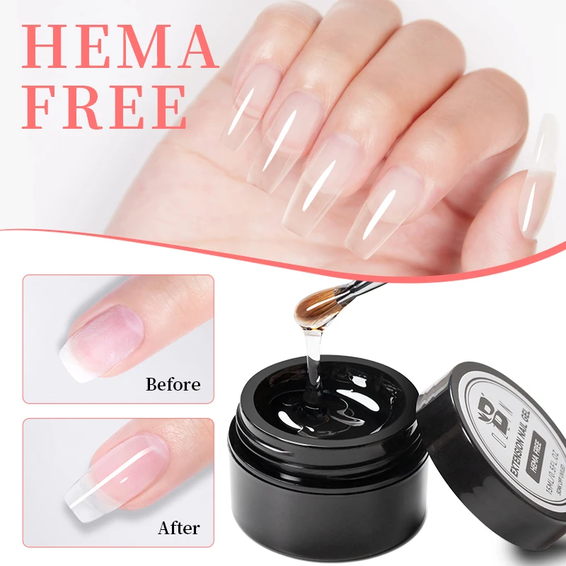 

BOZLIN Hema Free 15ml Extension Nail Gel Clear French Nail Art DIY Gel Builder UV Gel For Quick Prolong Nails Finger Tools