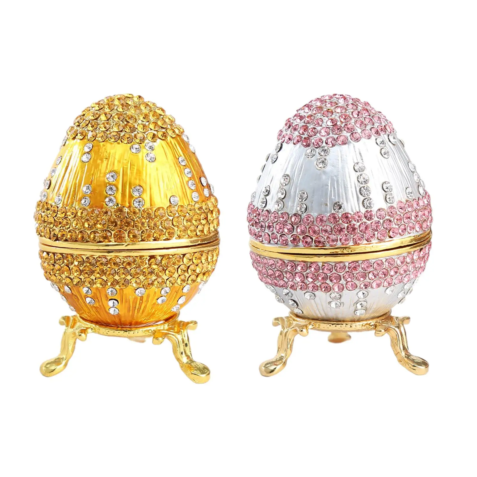 Enameled Jewelry Box Jewelry Storage Box Tabletop Ornate Egg Trinket Box Keepsake for Pendants Bracelets Earrings Charms Gift