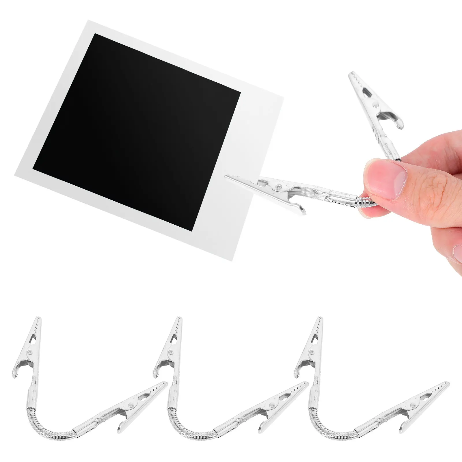 4Pcs Creative Double Head Clip Flexible Hose Memo Clip Holder Stand Bendable Table Number Photo Card Clips Small Clips