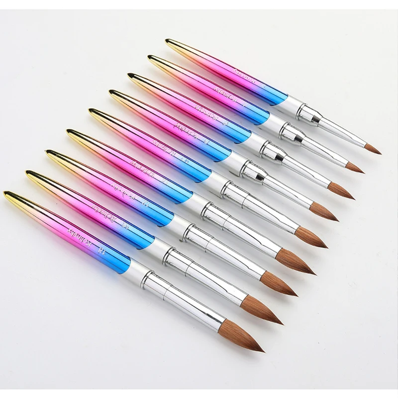 100% pincel acrílico Kolinsky, Gel UV, polvo líquido acrílico 3D, tallado, suministros de manicura profesionales de alta calidad, tamaño 6 # -12 #