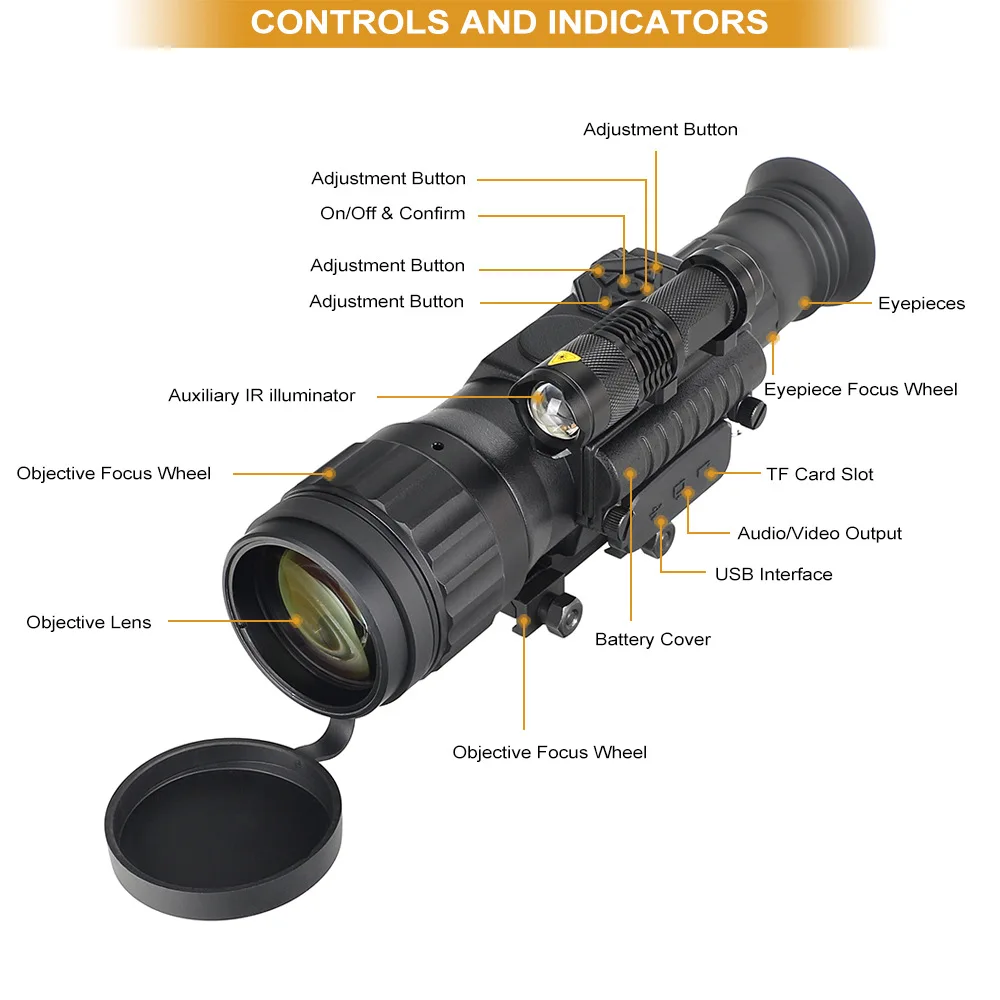 PQ1 Professional Outdoor WIFI Monocular Telescope Camera 5X Digital Zoom 400M Infrared Night Vision Sight Scope for Hunting