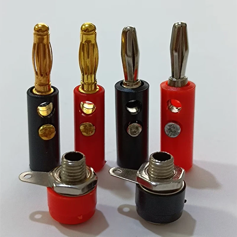 5/10Pcs 4mm Banana Plug & Socket Connector  Lantern Type Audio Speaker Screw Terminal Black Red
