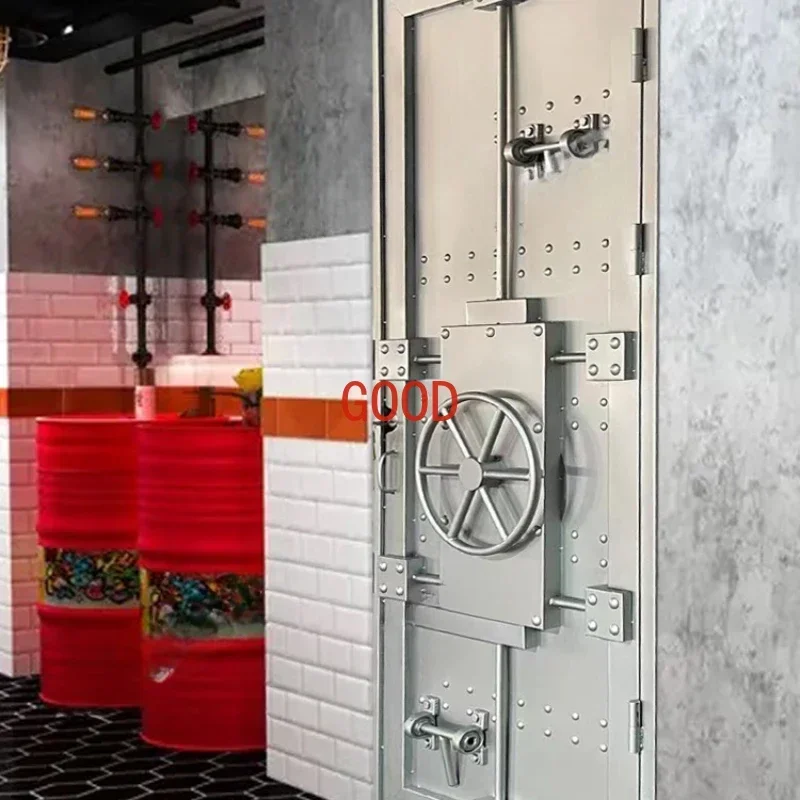 Retro Industrial Style Vault Gate Decorations Bar Restaurant Secret Room Escape Door Creative Personality Metal Ironwork Gate