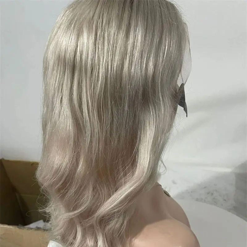 Glueless Wigs 13x4 Ombre Platinum Blonde Wave HD Transparent Lace Front Wig Natural Preplucked Hairline Human Hair Wigs  20 Inch