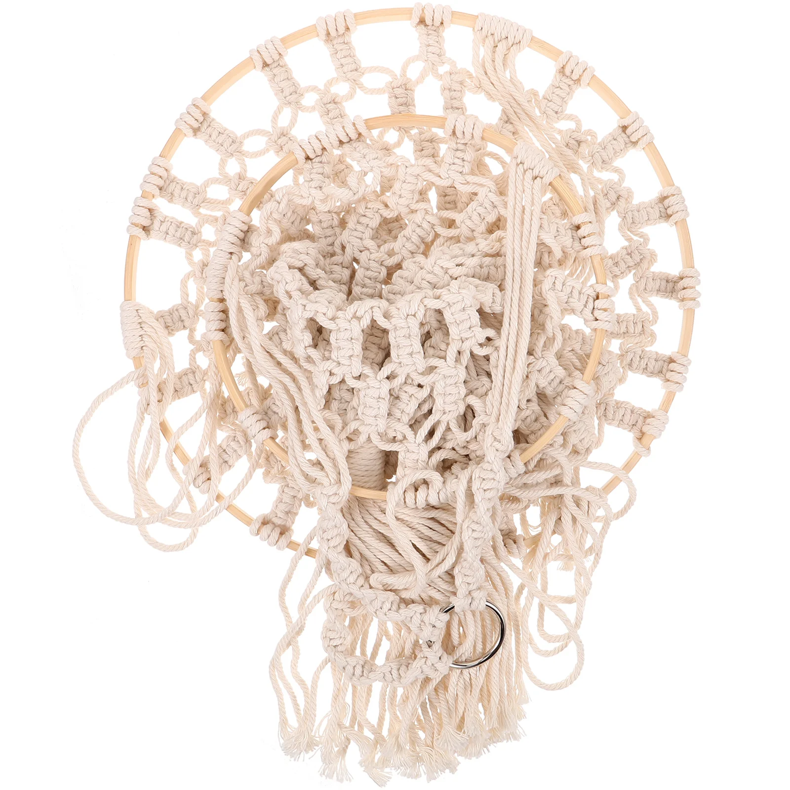 

Cotton Rope H woven Double Layer Fruit Basket Kitchen Storage Wall Hanging Vegetable Net Bohemian Style Fruit Baskets Kitchen
