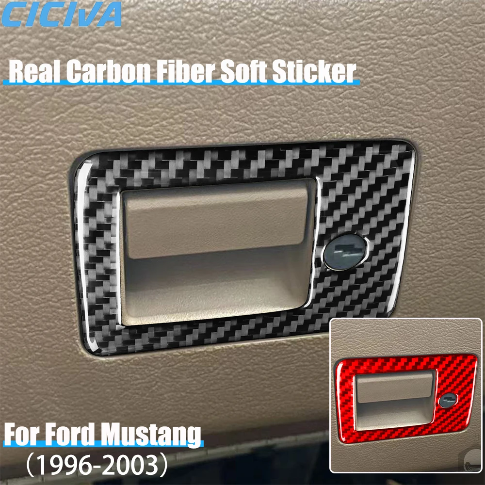 

Real Carbon Fiber Car Accessories Glove Storage Switch Decorative Trim Cover Soft Sticker For Ford Mustang 4th Gen 1996-2003