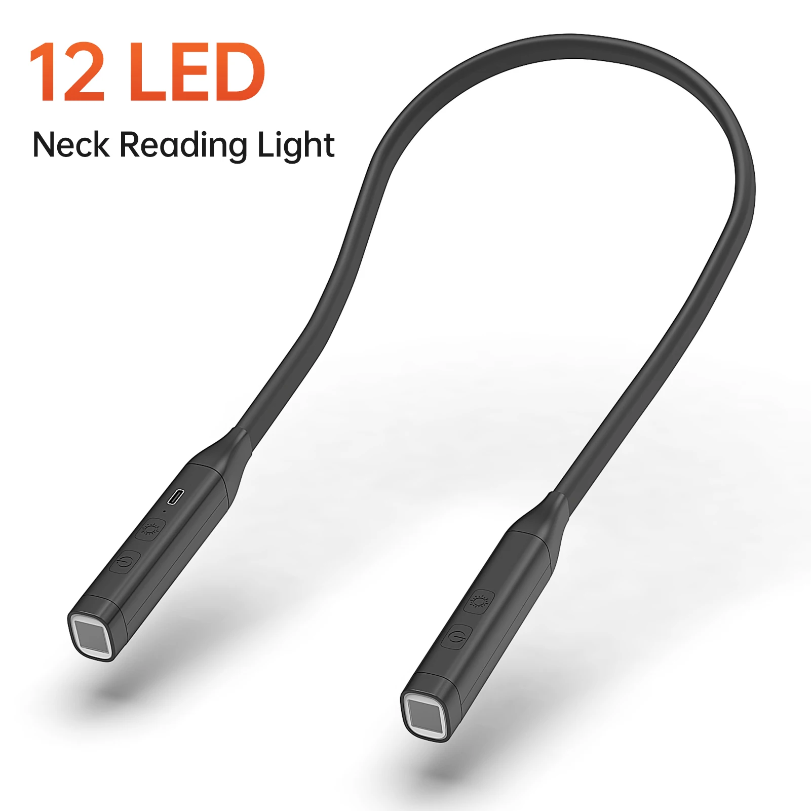 Neck Reading Light Rechargeable Book Light with 3 Color Adjustable Brightness Eye-friendly Desk Lamp Stepless Dimming