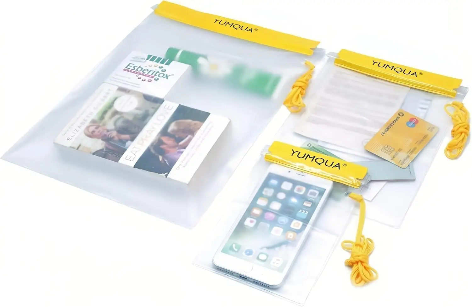 Paquete de 3 Bolsas Impermeables - Bolsa Transparente para Teléfono para Kayak, Playa, Natación, Navegación, Porta Pasaportes, Porta Mapas, Tamaño Pequeño, Mediano y Grande