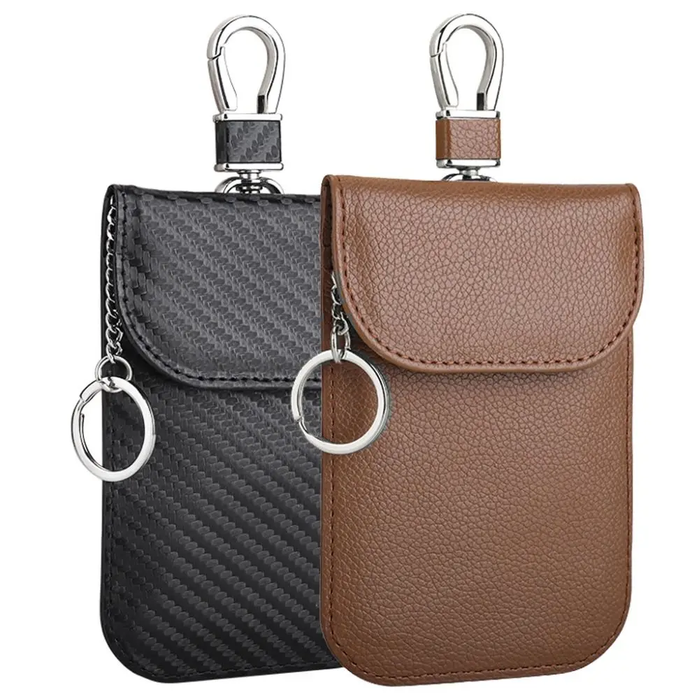 

Модный чехол для автомобильных ключей с блокировкой RFID, противоугонный кожаный держатель для карт, сумка для ключей для защиты конфиденциальности