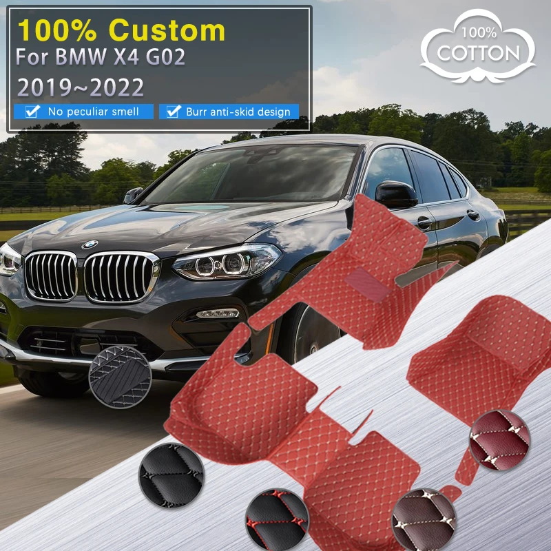 

Car Floor Mats For BMW X4 G02 MK2 2019~2022 Rug Covers Leather Luxury Mat Anti Dirt Pad Carpet Car Accessories Interior Parts