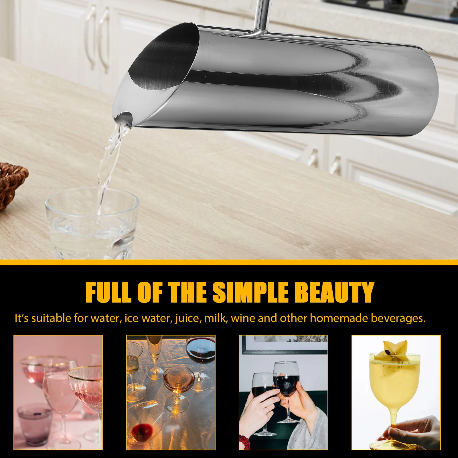 

1pc Stainless Steel Cold Water Kettle Large Capacity Juice Kettle Silver For Home Hotel Bar Use Non-Rust Strong