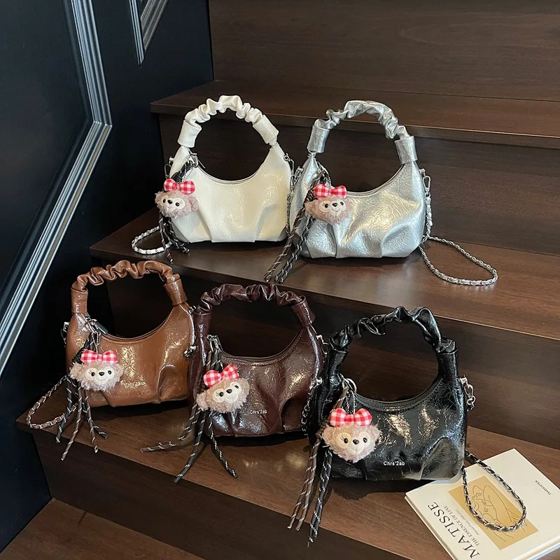 

Элегантная винтажная сумка через плечо, новинка 2023 года для женщин, роскошная сумка через плечо из мягкой кожи, модная плиссированная сумка для всех случаев