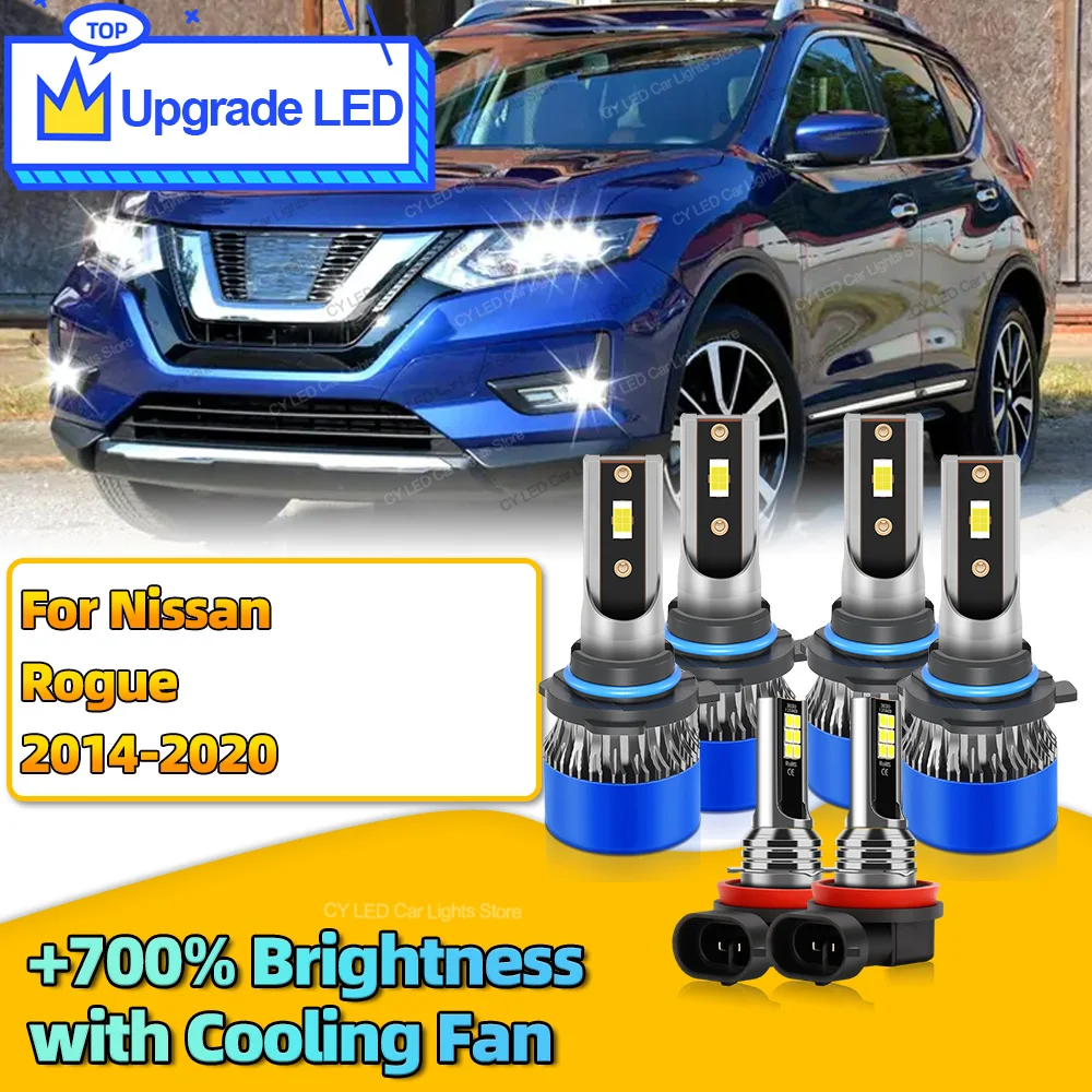 6Pcs 30000LM LED Headlights Canbus Car Lamp HB3 HB4 H11 Auto Fog Lights Bulb For Nissan Rogue 2014 2015 2016 2017 2018 2019 2020