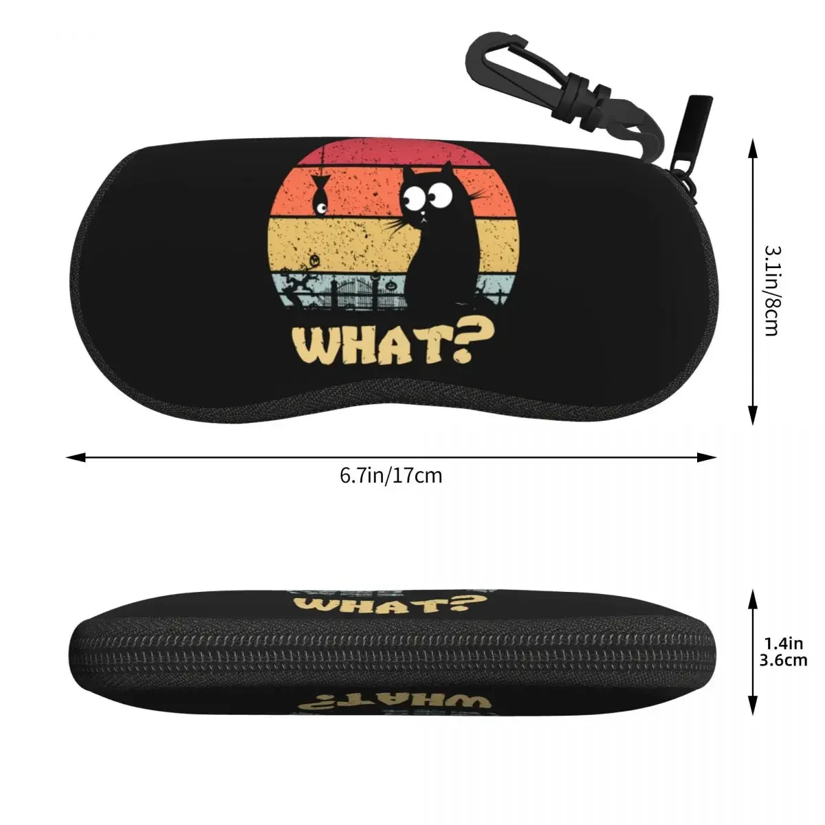 Custom Cat What Murderous Black Cat With Knife SunglassesCase Neoprene Zipper  Halloween Shell Eyeglass Case Protective Box