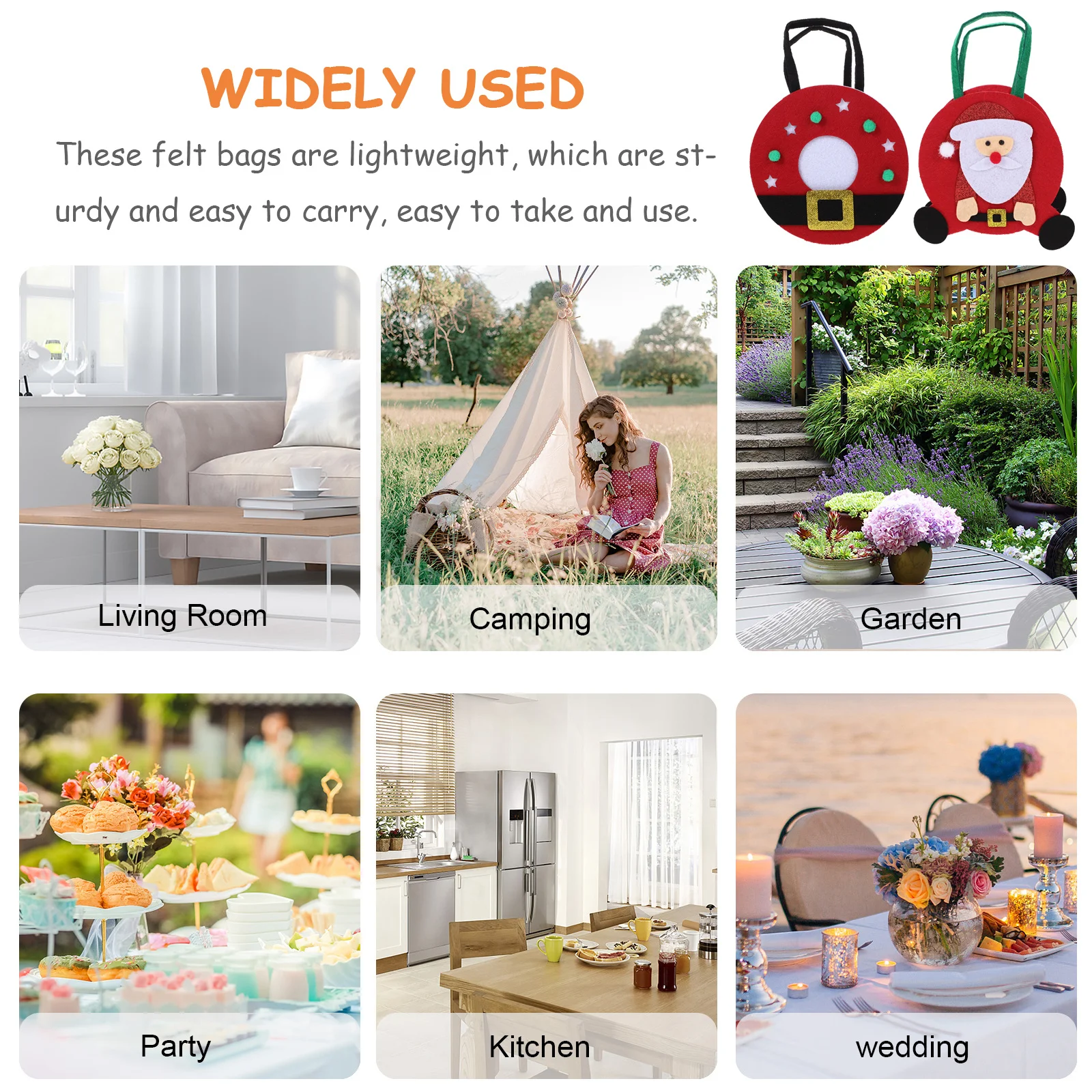 

4Pcs Christmas Felt Tote Bags Lightweight Xmas Gift Bags Perfect for Carrying Small Objects and Candies Xmas Felt Tote Bag