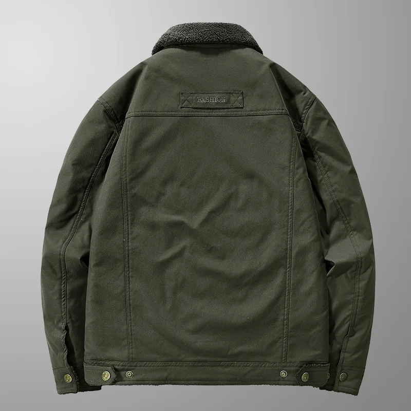 Men's Casual Lapel Jacket 2025 Autumn/Winter Thickened Washed Cotton Fleece Fashionable Men's Coat