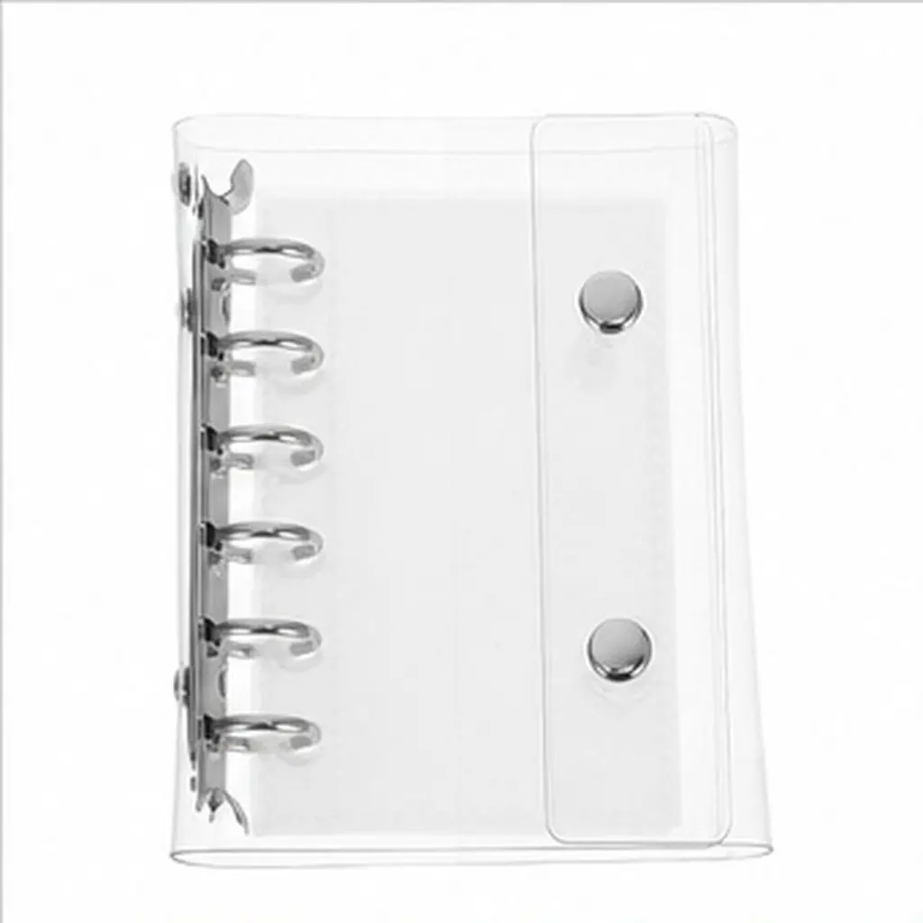 PVC Soft Binder Cover A7 Transparent 6 Ring Snap Closure Loose Leaf Notebook Refillable Journal Budget Card Photos Organizer