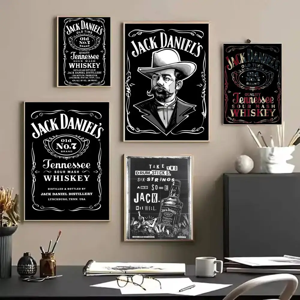 بارد J-JACK D-DANIELS القديم رقم. 7 لوحة الخط قماش HD ملصق جدار الفن الداخلي المدخل ديكور المنزل هدايا العيد #2