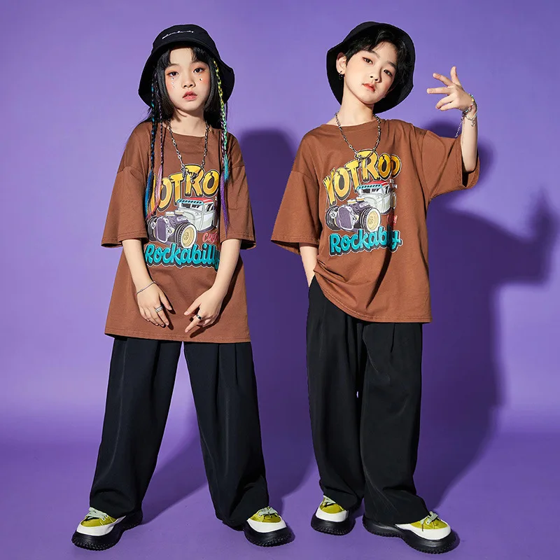 Fato de hip-hop infantil, bonito menino dança performance, menina modelo passarela terno, moda infantil