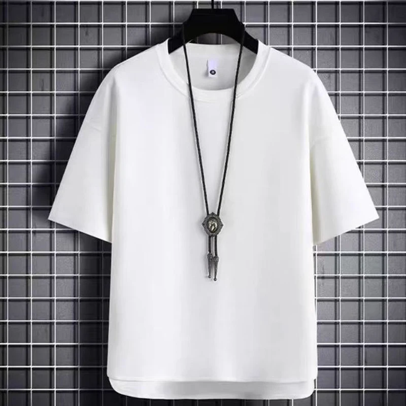 Fashion O-Neck Solid Color Asymmetrical T-Shirts Men\'s Clothing 2024 Summer New Loose Korean Short Sleeve Tops Casual Tee Shirt