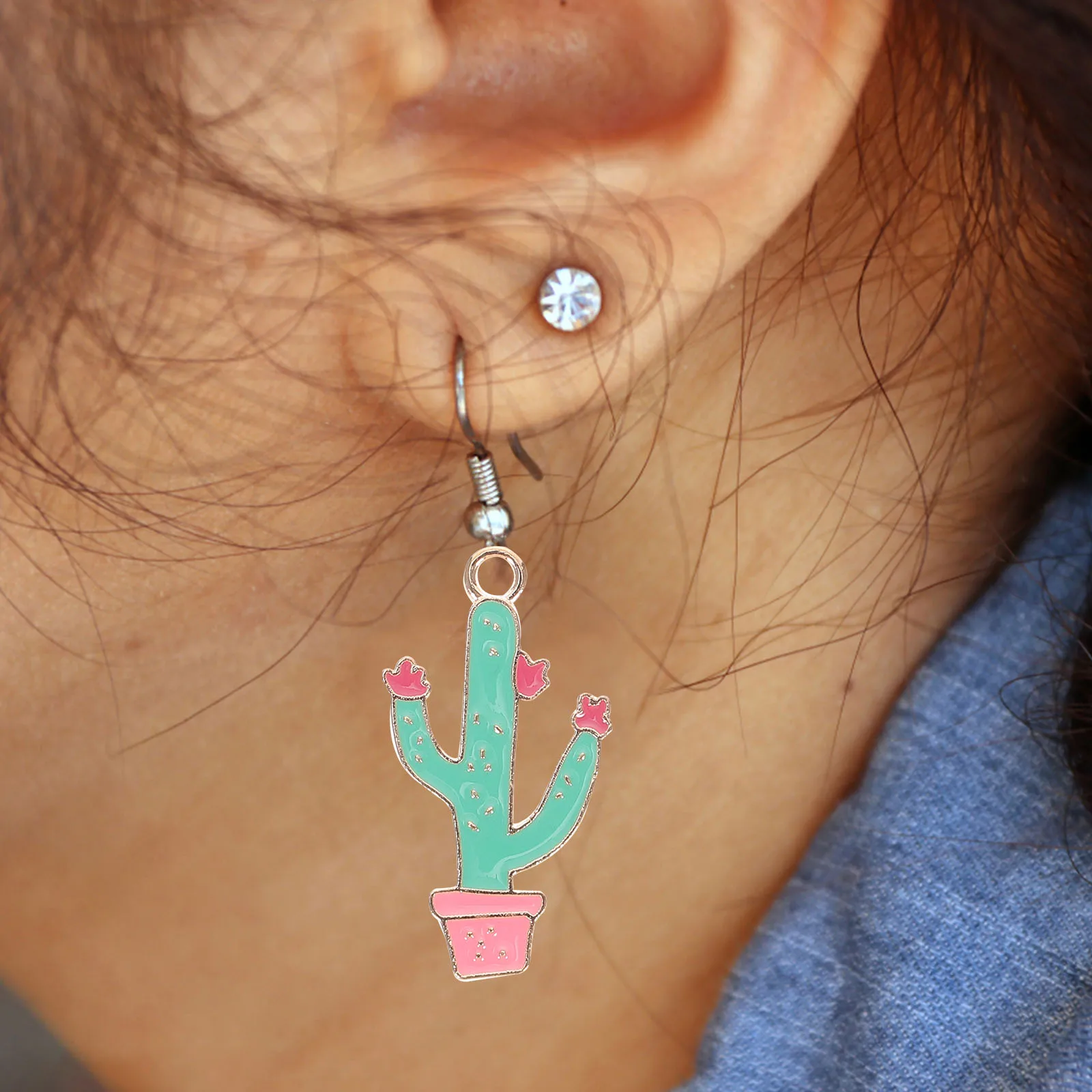

40Pcs Enamel Jewelry Charms Cactus Tree Pendants for Necklace Earring Bracelet
