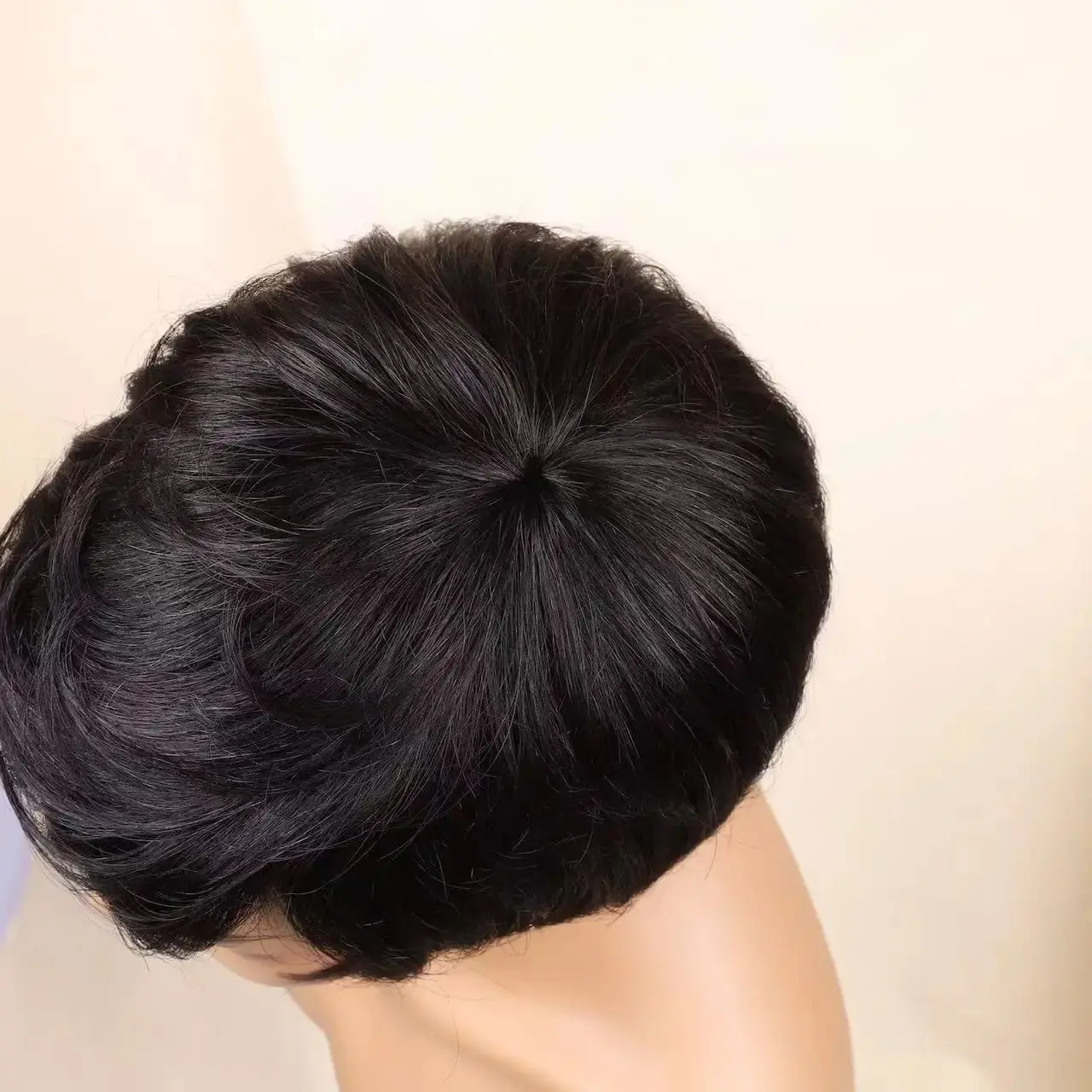 짧은 픽시컷 인모 가발 짧은 픽시컷 가발 기계 제작 헤어 가발