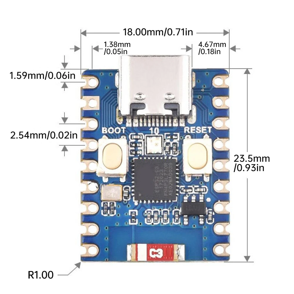 ESP32-C3-Zero Mini WiFi BT 5 Development Board Single Core Processor Based on ESP32-C3FN4