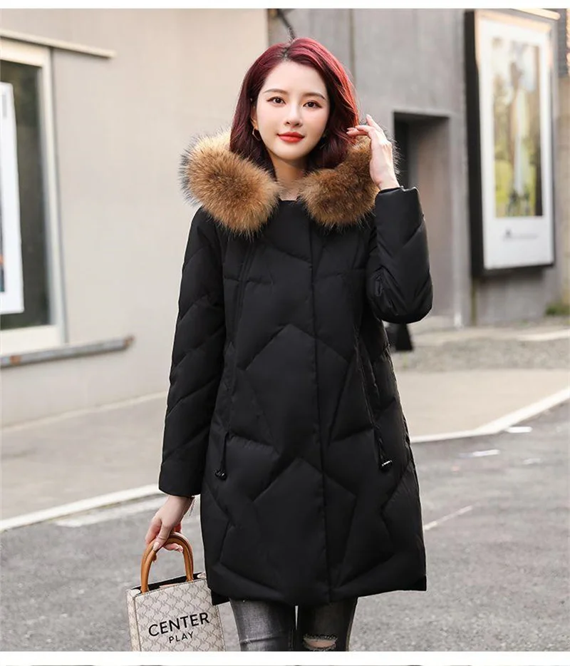 Daunen jacke Damen mittellange Herbst/Winter neue weiße Ente Daunen modische locker sitzende koreanische Winter jacke warm verdickt