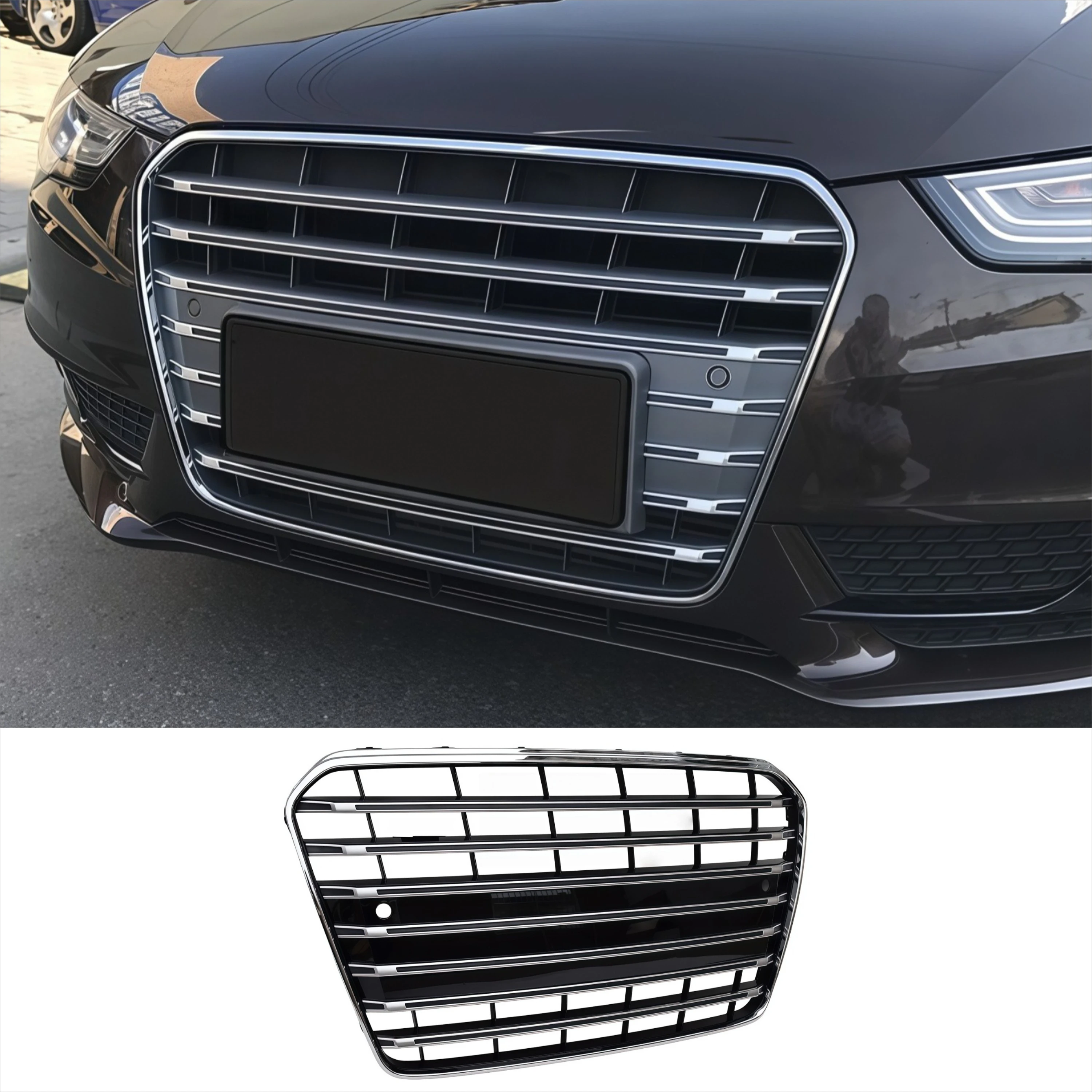 For Audi A5 2012-2016 S5 Style Front Bumper Grille Radiator Grill Exterior Upgrade Refit Decoration Protection Auto Accessories