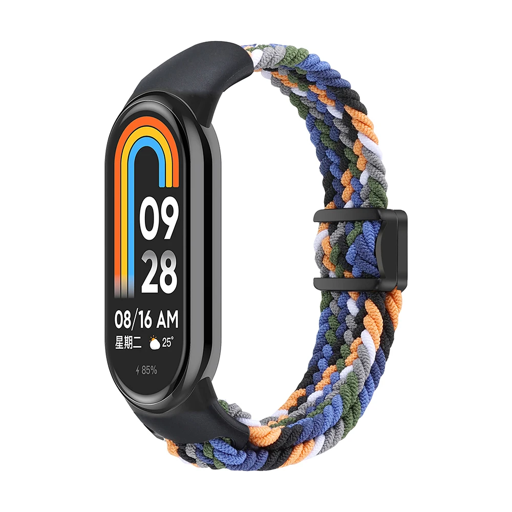 Mi Band 10 حزام المغناطيسي مضفر حلقة العصابات ل Xiaomi الذكية الفرقة 9/10/ 8 سوار النساء الرجال بسط النايلون مطاطا الرياضة حزام