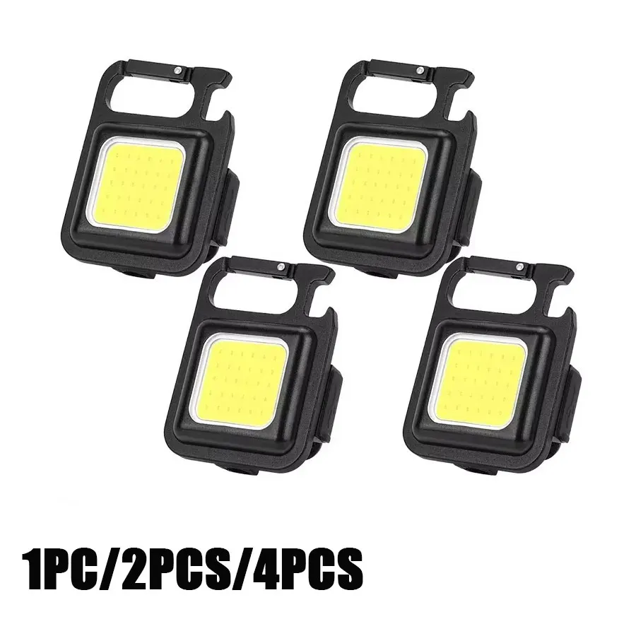 

1PC/2PCS/4PCS Portable Mini LED Keychain Flashlight With Magnetic Rechargeable Outdoor Camping Lamps Bottle Opener Work Light