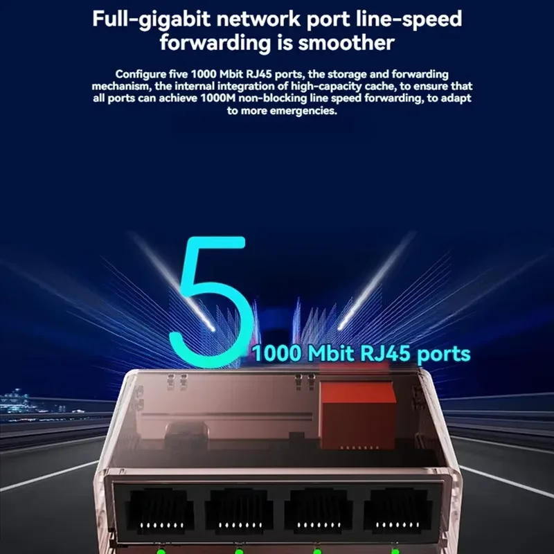 1Gbps 5Ports Network Switch Internet Splitter RJ45 LAN Hub Stable Ethernet Adapter for Router PC TV Simultaneously Networking