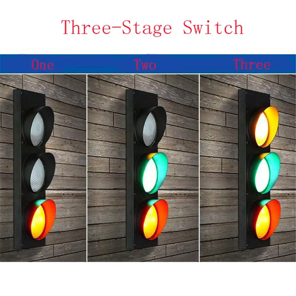 Children's room LED wall light traffic light with remote control, bedroom wall lamp adjustable red yellow green lamp 5W*3