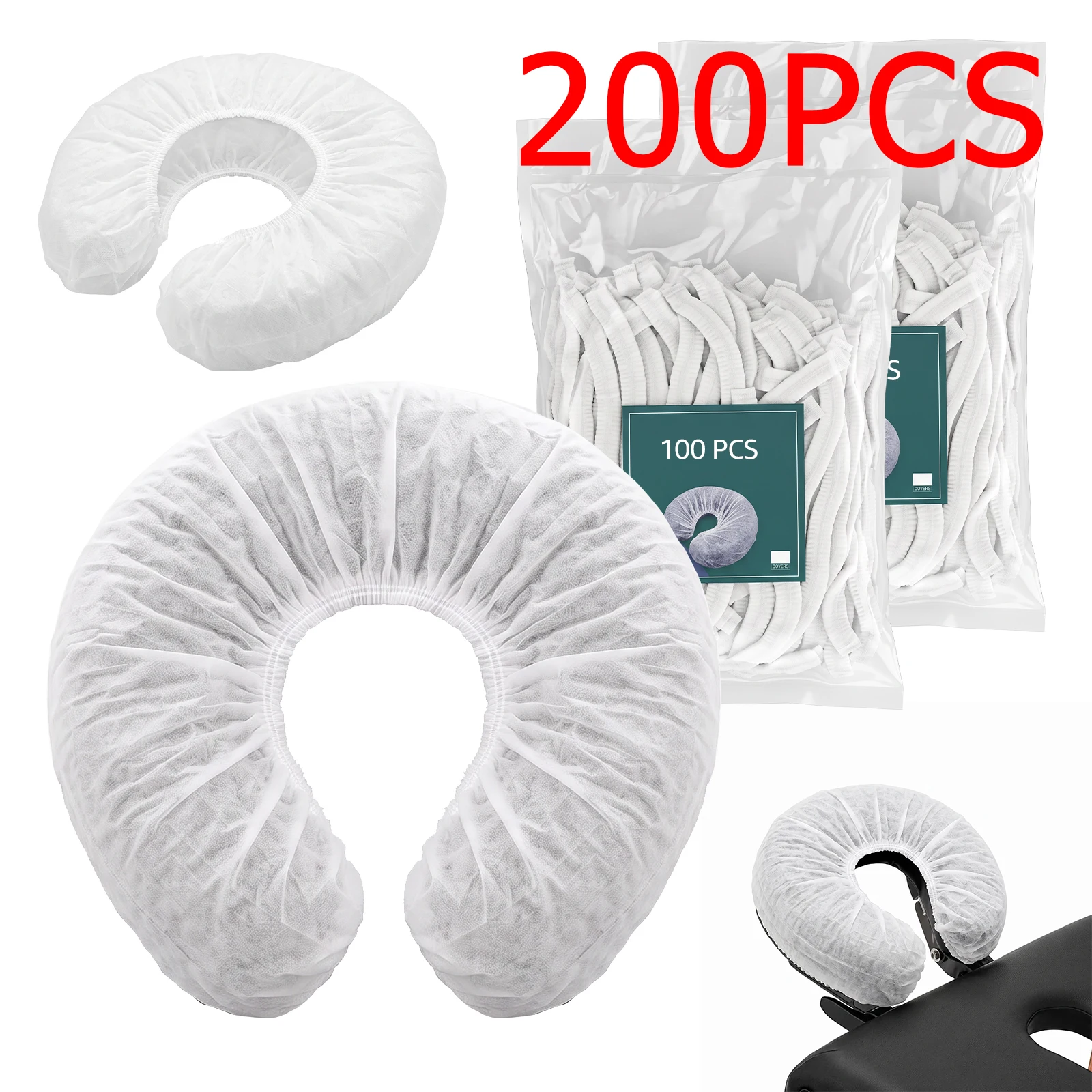 200Pcs Disposable Headrest Covers Pillow Spa Salon Bed Table Cover Non-Woven Paper Beauty Massage Face Cradle Head Rest Covers