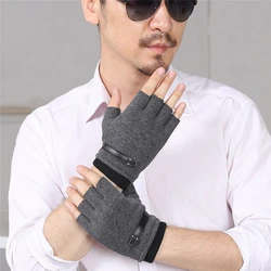 Man Fashion Half Finger Male Casual Fingerless Gloves Men Quality Elastic Gloves Mittens Winter Warm Gloves For Male