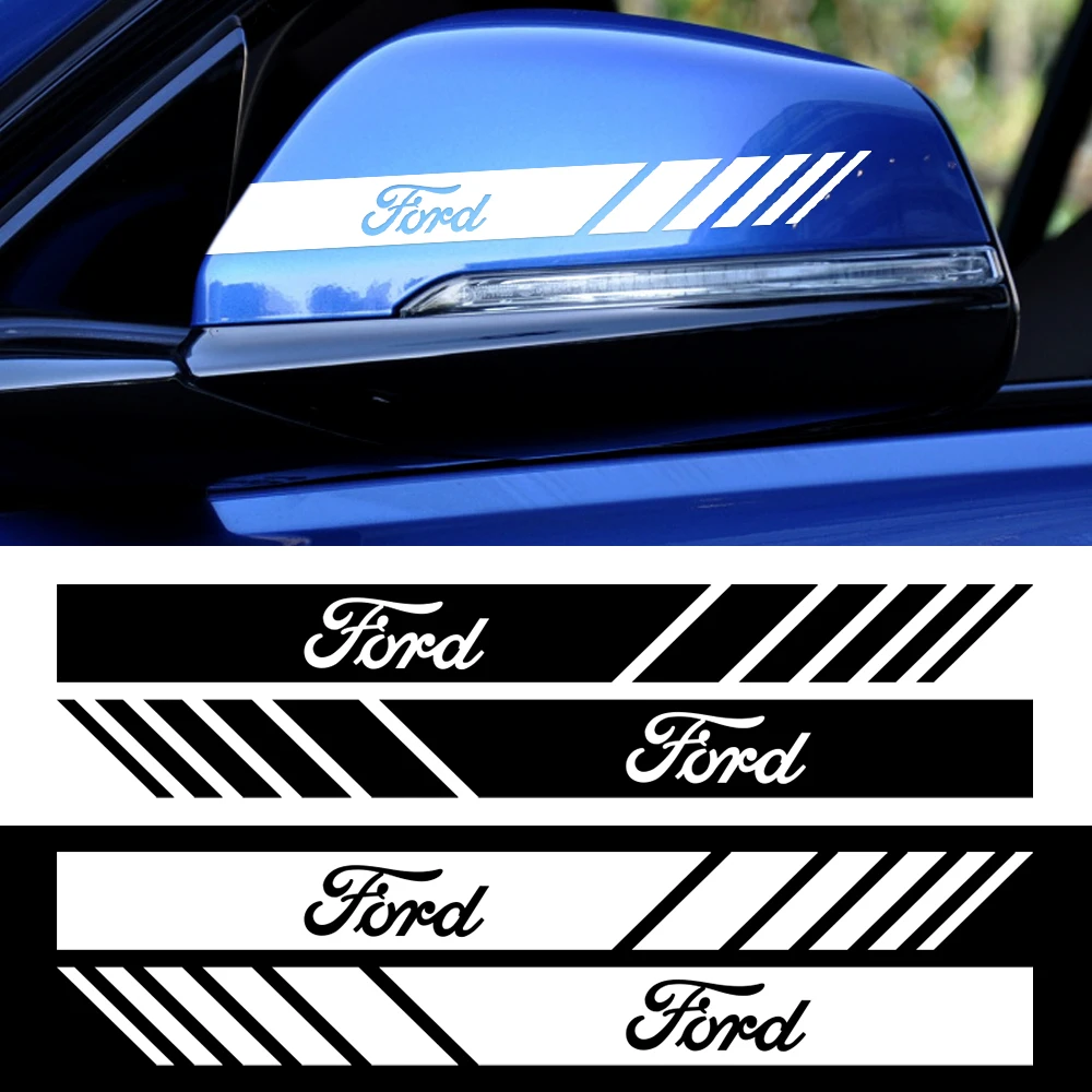 2 uds. de pegatinas decorativas de PVC con logotipo de coche para espejo retrovisor, para Ford Mustang ST Escort Mondeo C-Max MK3 MK5 Fusion S-Max B-Max RS