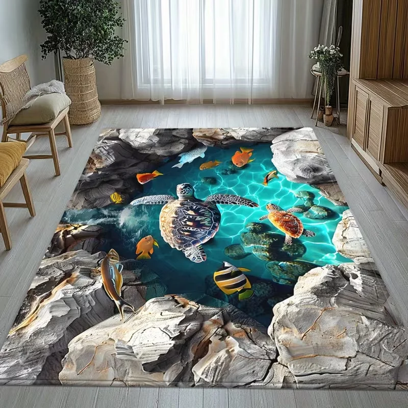 3D-Teppich mit optischer Täuschung, tiefe Grube, unter Wasser, dunkler Stil, gebrochene Ziegelwand, Lochmuster, Wohnzimmer, Schlafzimmer, Teppich, Fußmatte
