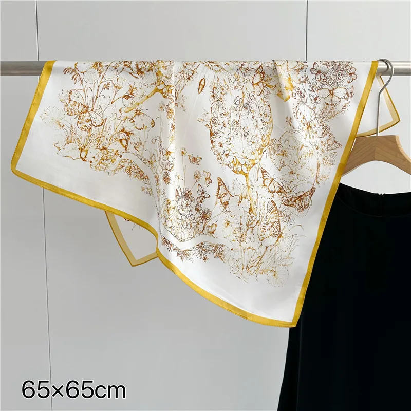 Шелковый шарф с бабочкой, женские тутовые шали, платки Femme, роскошные дизайнерские квадратные банданы, пояс, аксессуары для шеи, подарок