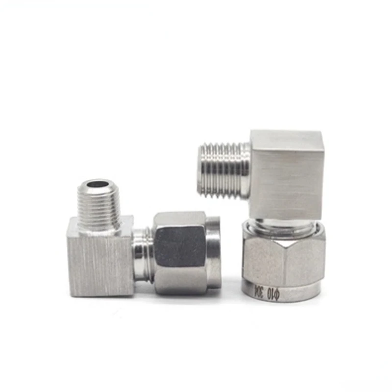 

304 SS Stainless Steel Elbow Double Ferrule Tube Pipe Fittings Connector 6-12mm Pipe OD to 1/8" 1/4" 3/8" 1/2" BSPT Male Thread