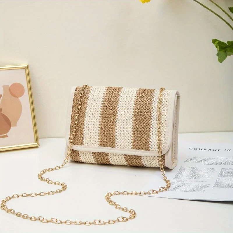

Casual woven shoulder women's bag, simple temperament, crossbody bohemian women's bag, exquisite straw bag for shopping