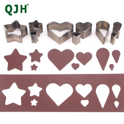 3Pcs Leather Die Cutter Hollow Punching Tool, Leatherware Craft Template Cutter Heart/Water Drop/Pentagram Shaped Die Crop Tool