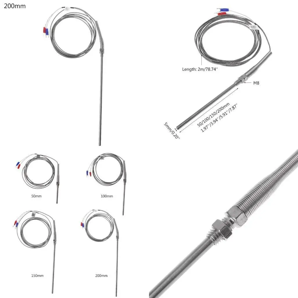 

R9UF Temperature Probe for w/ 2 for M Cable K Type Thermocouple Thread Temp