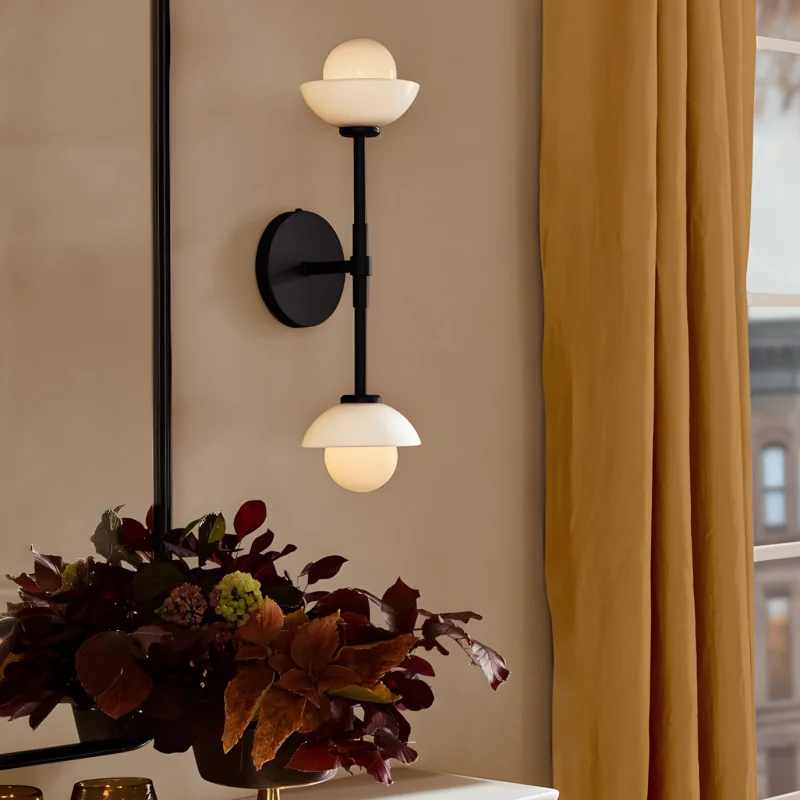Farmhouse Alabaster Double Globe Sconce Wall Lamp Stone Led Home Corridor Aisle Wall Sconce Bedside Wall Light Indoor Decor