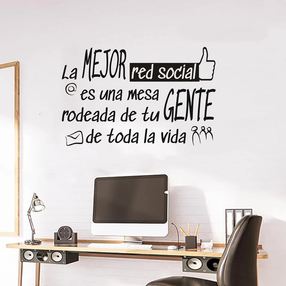 Spanish The Best Life Slogan Wall Stickers Bedroom Living Room LA MEJOR RED SOCIAL Family Love Qutoe Wall Decals Kitchen Decor
