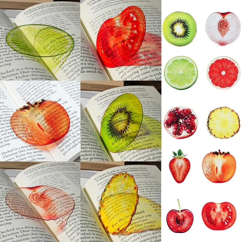 New Refractive Color Acrylic Bookmark Funny Cute Cartoon Fruit Bookmark Simulation Fruit Pages Guide Marker Note Marker