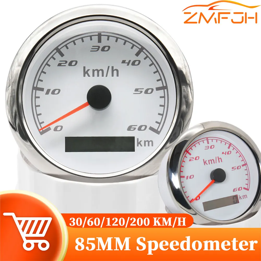 Universal Motorcycle Speedometer With Odometer Red Backlight Digital Car Speed Ometer 30/60/120/200 KMH For Marine Boat 12V 24V