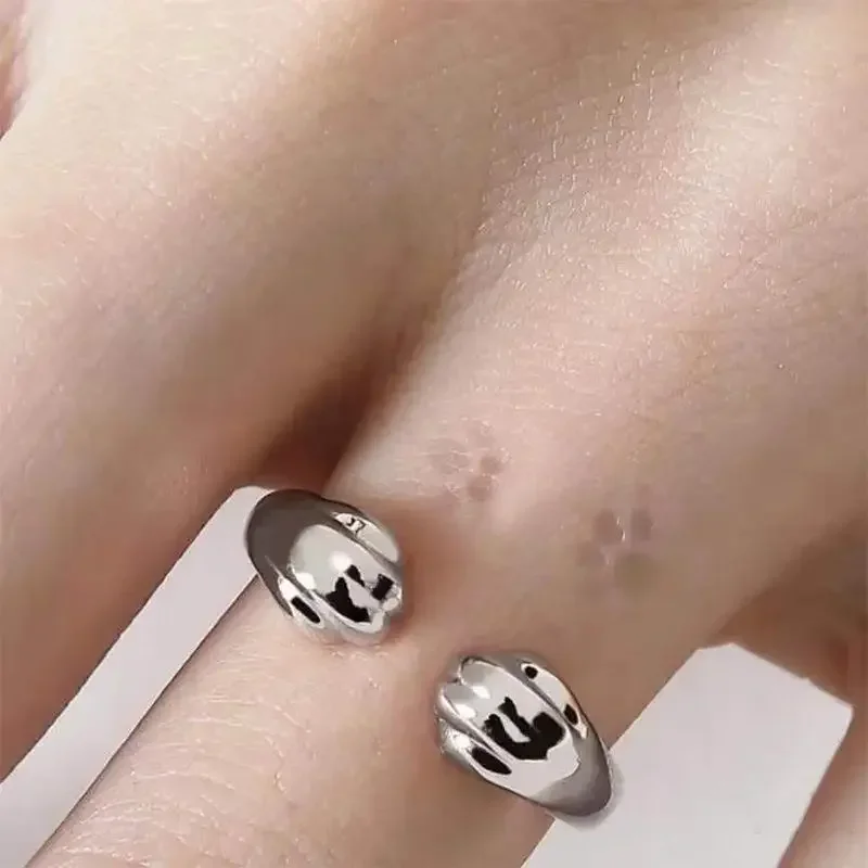 Cat Paw Print Ring Fantastic Cat Imprint Silver Color Simple Style Design Women's Rings Кольца Cute Women Party Gift Jewelry