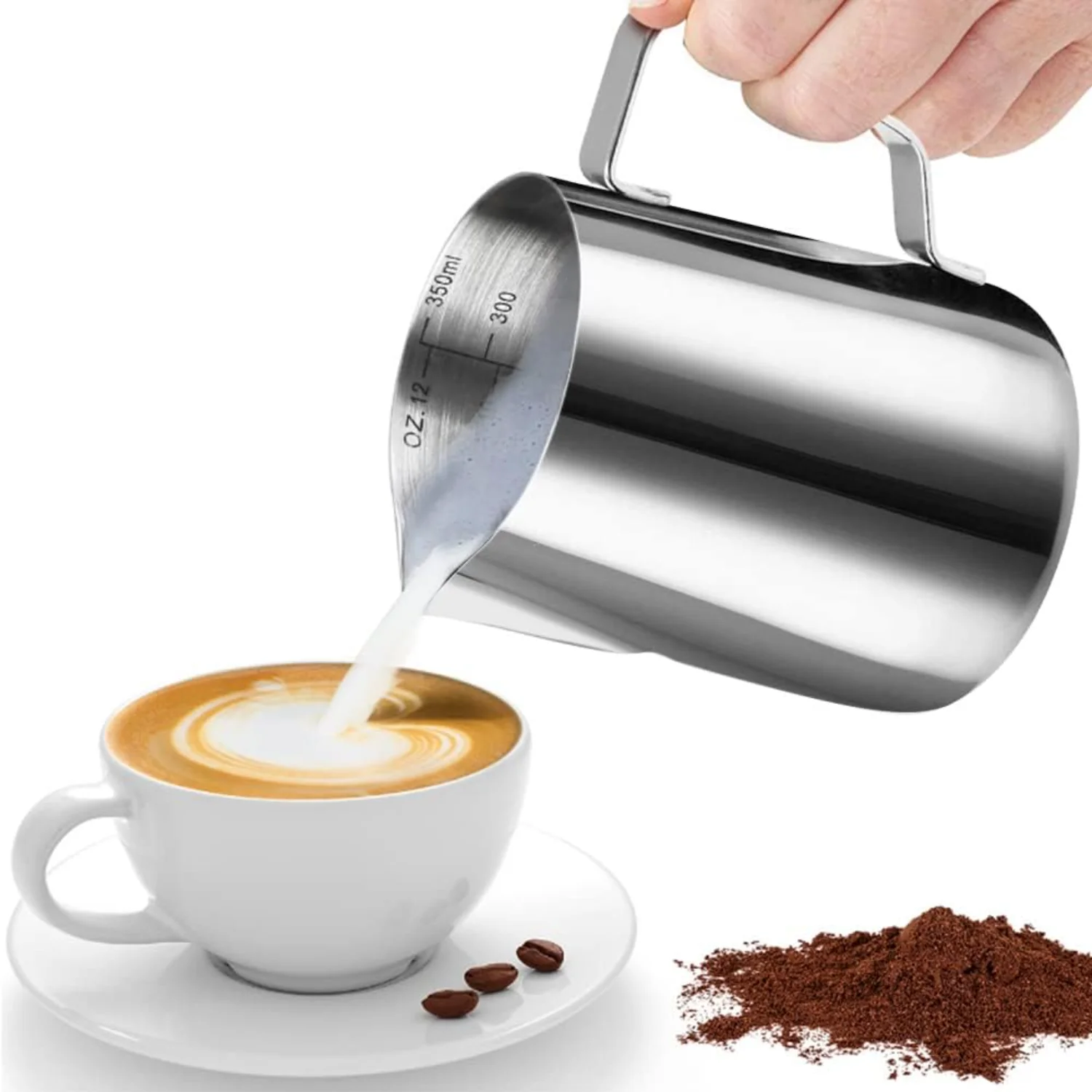 

20oz Milk Frothing Pitcher, Stainless Steel Espresso Latte Cup Steaming Pitcher Creamer Cup, Milk Frother Cup Espresso Machine A